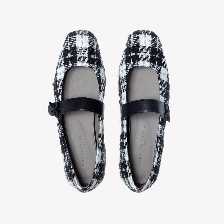 Roberto Festa BALLERINA IN TWEED CON CINTURINO SU COLLO DEL PIEDE CONNYS