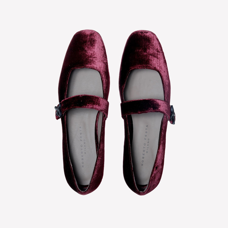 Roberto Festa BALLERINA IN VELLUTO CON CINTURINO SU COLLO DEL PIEDE CONNYS