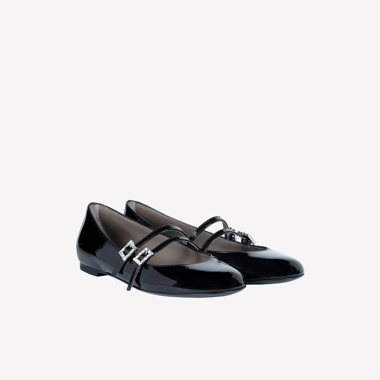 Roberto Festa BALLERINA IN VERNICE CON DOPPIO CINTURINO E FIBBIE STRASS DITS