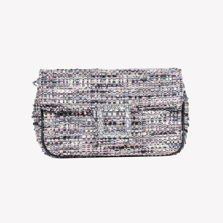 Roberto Festa BORSA A SPALLA IN TESSUTO MULTICOLOR CON ACCESSORIO FIBBIA QUADRA CON CRISTALLI LUNETTE