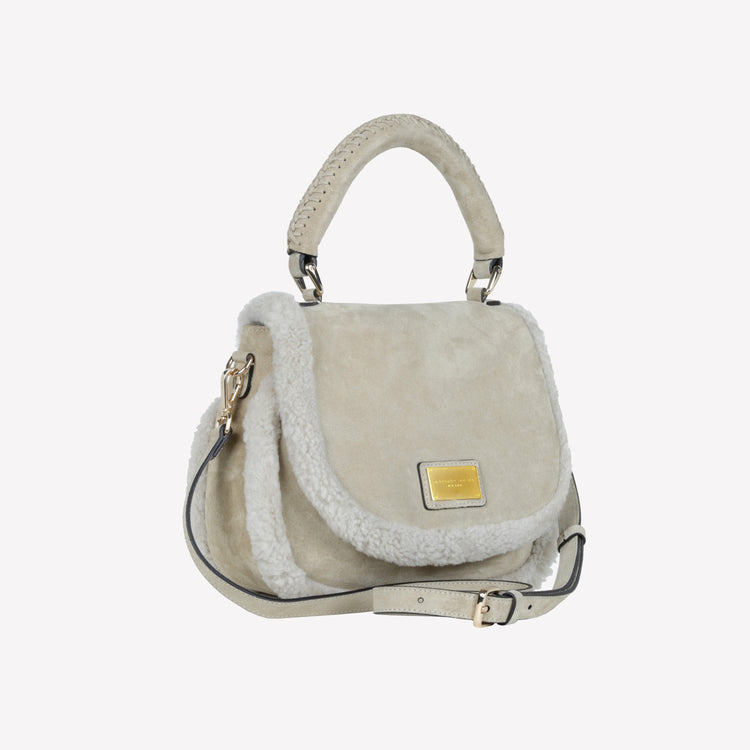 Roberto Festa BORSA CON MANICO IN CAMOSCIO COLOR LIGHT TAUPE CON RIPORTI IN MONTONE TAUPE VIBE