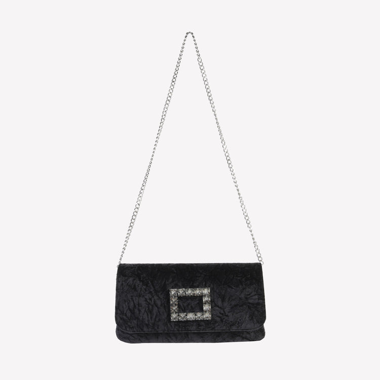 Roberto Festa BORSA IN VELLUTO NERO CON ACCESSORIO STRASS CAPRI LUX Roberto Festa BORSA IN VELLUTO NERO CON ACCESSORIO STRASS CAPRI LUX
