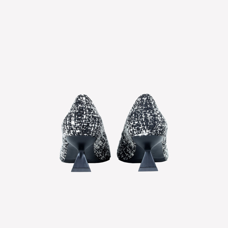 Roberto Festa DECOLLETE’ IN TESSUTO TWEED CON FIBBIA QUADRA CRISTALLI EVILLY