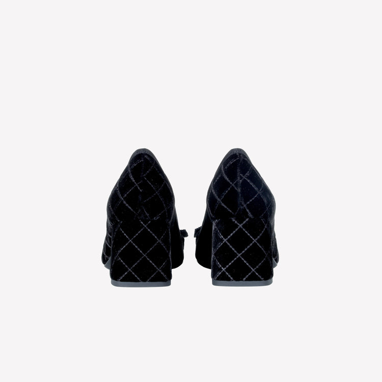 Roberto Festa DECOLLETE’ IN VELLUTO CON STAMPA MATELASSE’ E FIOCCO IN GROS GRAIN ERY