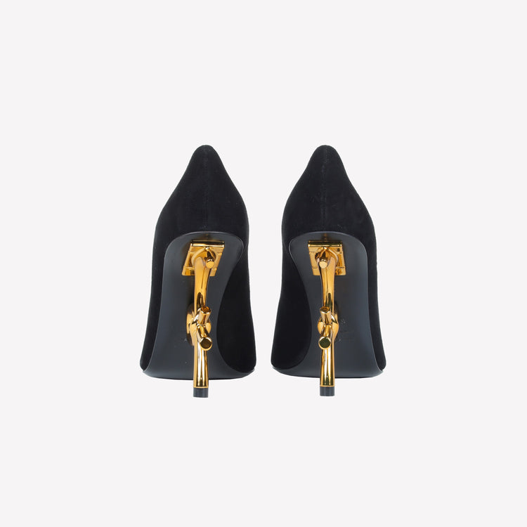 Roberto Festa DECOLLETE’ IN VELLUTO NERO CON TACCO SCULTURA LOGO DEAR