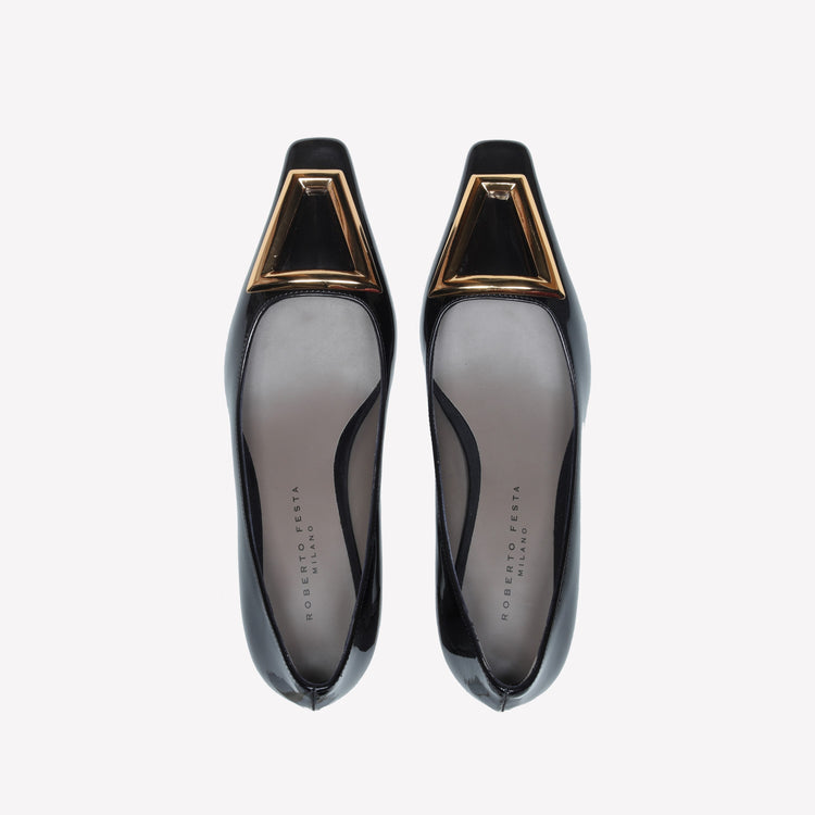 Roberto Festa DECOLLETE’ IN VERNICE CON FIBBIA IN ORO AMBRATO BRICIS