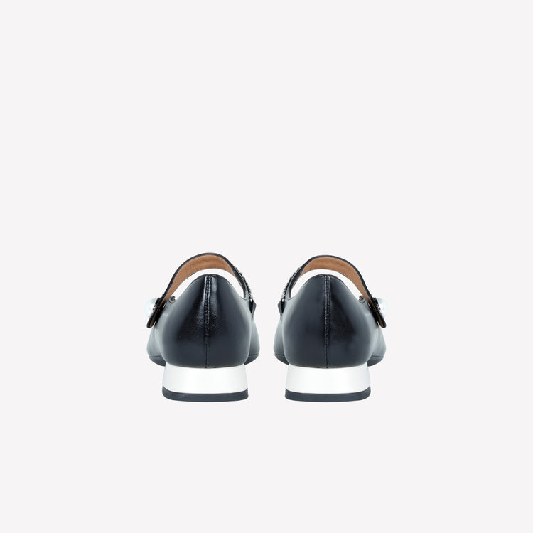 Roberto Festa DECOLLETE’ MARY JANE IN PELLE DI AGNELLO NERA CON PUNTINA CREAM SELENE