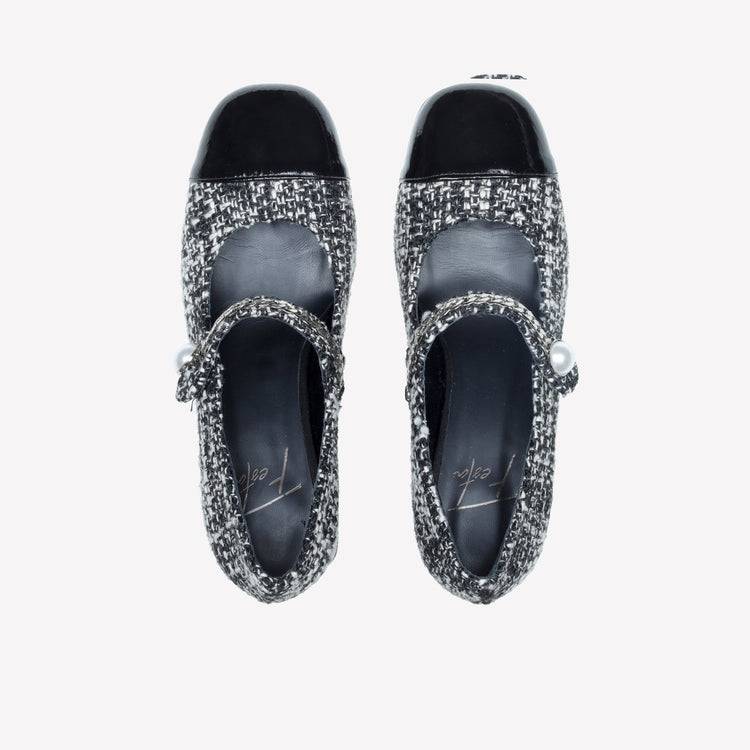 Roberto Festa DECOLLETE’ MARY JANE IN TESSUTO CON PUNTA IN VERNICE MAME