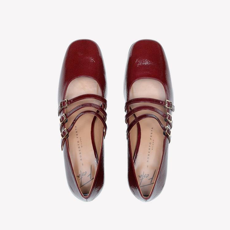 Roberto Festa DECOLLETE’ MARY JANE IN VERNICE BORDEAUX CON CINTURINI CIRCE