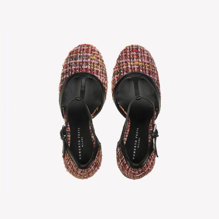 Roberto Festa DÉCOLLETÉ T-STRAP IN BOUCLÉ MULTICOLOR OLIMPYA