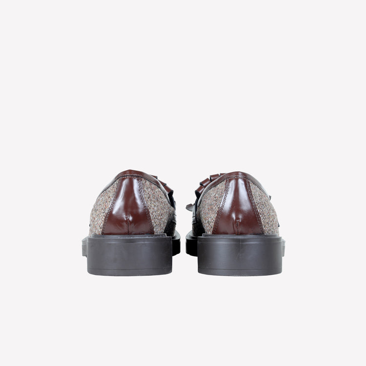 Roberto Festa MOCASSINO IN LANA CON FRANGIA IN PELLE E ACCESSORIO IN OTTONE RAFS