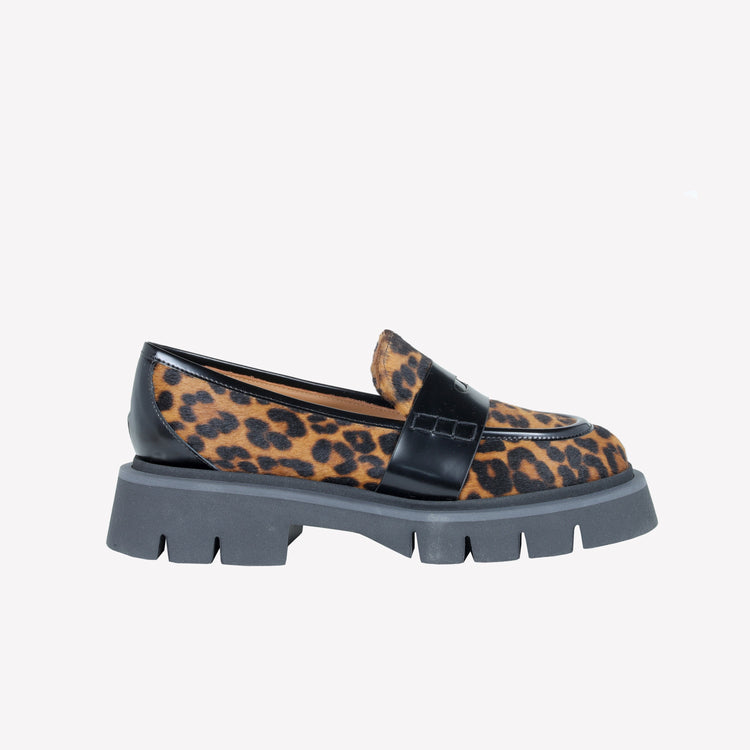 Roberto Festa MOCASSINO IN PELLE DI VITELLO CON STAMPA LEOPARDATA ALIAH