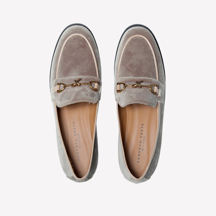 Roberto Festa MOCASSINO IN VELLUTO VOLPE CON ACCESSORIO MORSETTO ORO AXEL