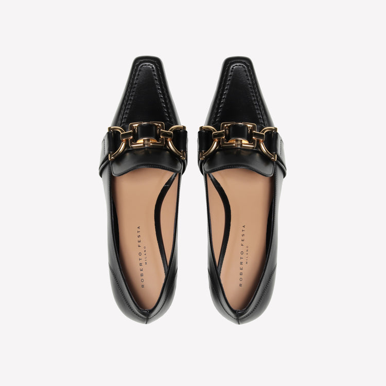 Roberto Festa MOCASSINO IN VITELLO NERO CON MORSETTO KESY