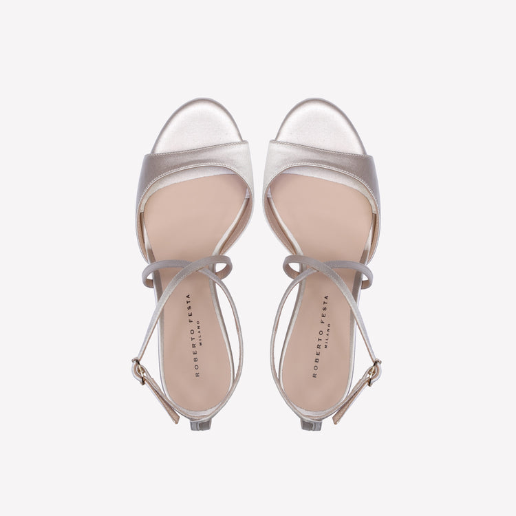 Roberto Festa SANDALO IN RASO PERLA CON TACCO A SPILLO XOSE