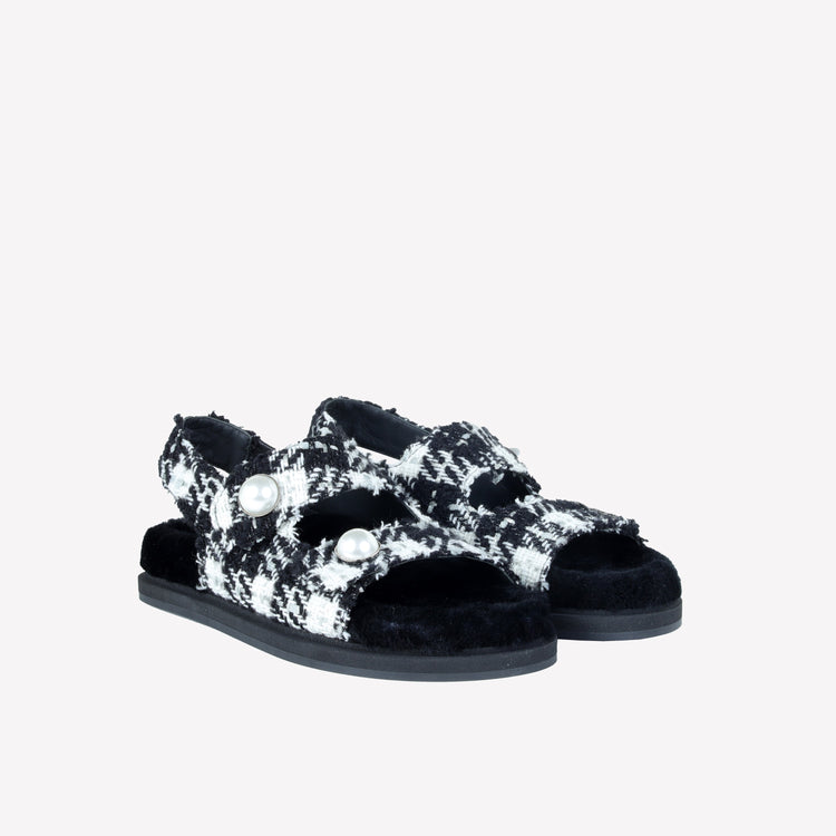 Roberto Festa SANDALO IN TWEED CON ACCESSORIO PERLA COLLIN