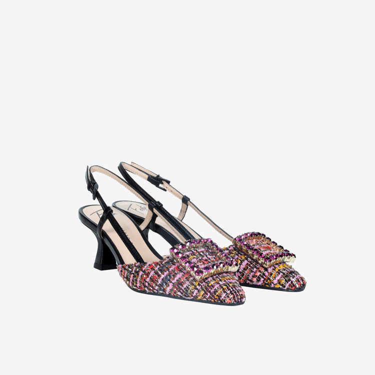 Roberto Festa Slingback In Pave Multicolor E Accessorio Strass Stefy