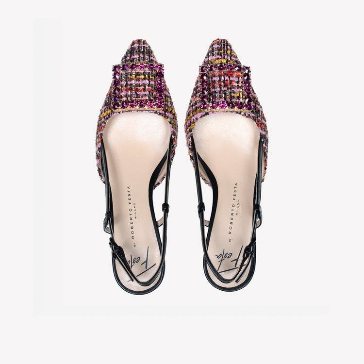Roberto Festa Slingback In Pave Multicolor E Accessorio Strass Stefy