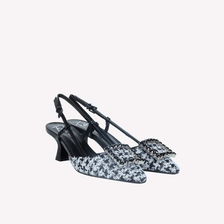 Roberto Festa Slingback In Poule Nero E Accessorio Strass Stefy