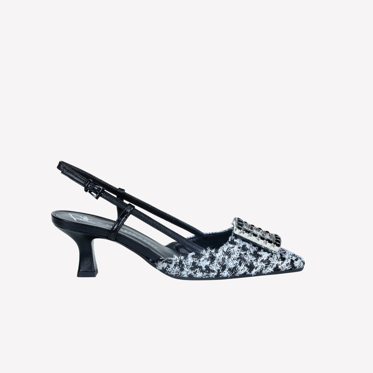 Roberto Festa slingback in poule nero e accessorio strass stefy Roberto Festa slingback in poule nero e accessorio strass stefy