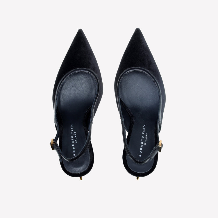 Roberto Festa SLINGBACK IN VELLUTO CON TACCO SCULTURA LOGO SANDY