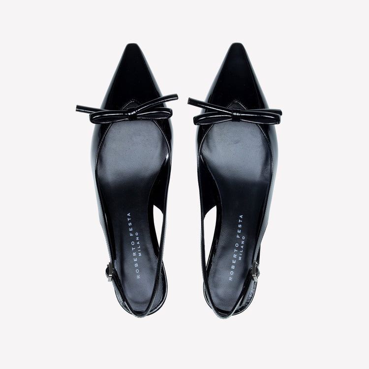 Roberto Festa SLINGBACK IN VERNICE NERA CON FIOCCHETTO SENYA