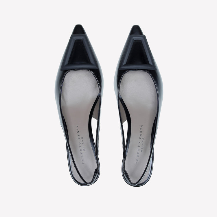 Roberto Festa SLINGBACK IN VITELLO SPAZZOLATO NERO CON FIBBIA GOMMATA DORIEN