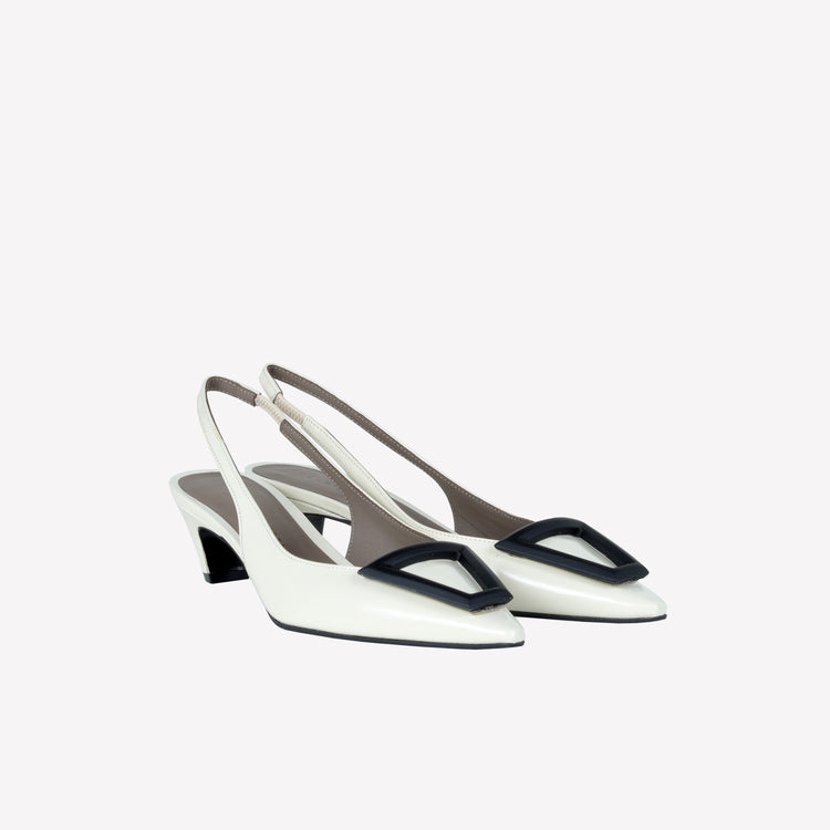 Roberto Festa SLINGBACK IN VITELLO SPAZZOLATO OFF WHITE CON FIBBIA GOMMATA DORIEN