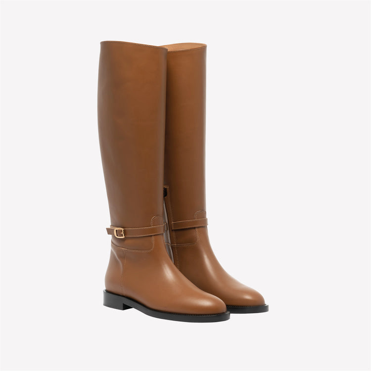 Roberto Festa STIVALE AL GINOCCHIO CON CINTURINO IN VITELLO TABACCO DAVIS