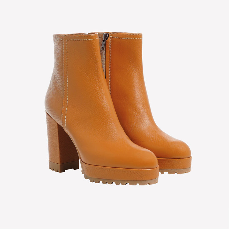 Roberto Festa STIVALETTO CON PLATEAU IN VITELLO COGNAC ALLA