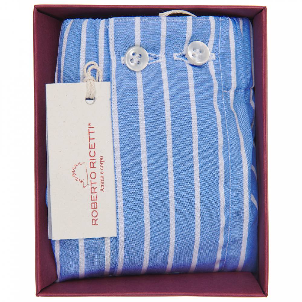Roberto Ricetti BOXER CLASSIC TAGLIA FORTE - AZZURRO RIGA BIANCA Roberto Ricetti BOXER CLASSIC TAGLIA FORTE - AZZURRO RIGA BIANCA
