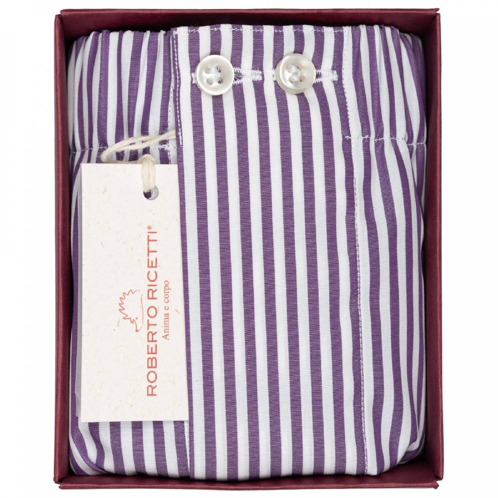 Roberto Ricetti BOXER CLASSIC TAGLIA FORTE - BIANCO RIGA VIOLA Roberto Ricetti BOXER CLASSIC TAGLIA FORTE - BIANCO RIGA VIOLA