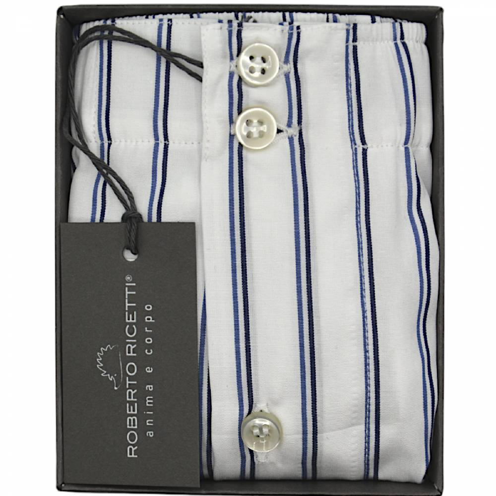 Roberto Ricetti BOXER DB1 SUPPORT - BIANCO CON RIGA BLU E NERA Roberto Ricetti BOXER DB1 SUPPORT - BIANCO CON RIGA BLU E NERA