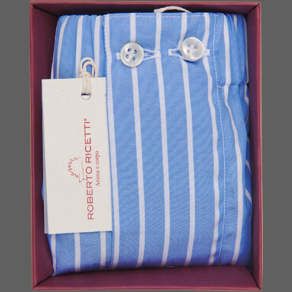 Roberto Ricetti BOXER UOMO CLASSIC - BASIC - CONTINUATIVO - RIGA FONDO AZZURRO