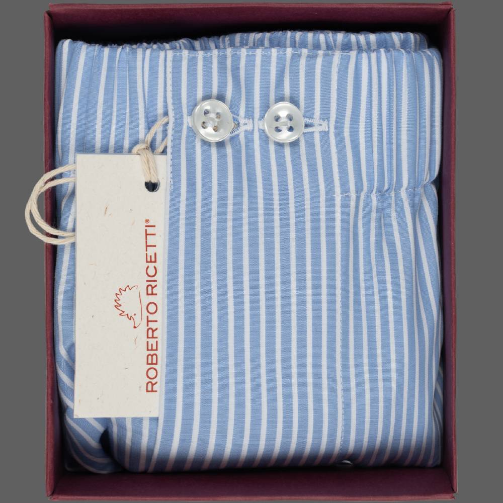 Roberto Ricetti BOXER UOMO CLASSIC - BASIC - CONTINUATIVO - RIGA FONDO AZZURRO