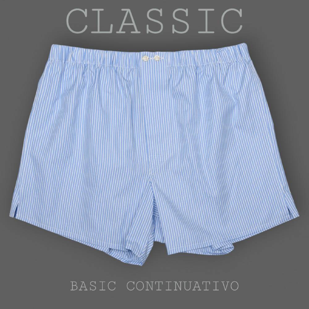 Roberto Ricetti BOXER UOMO CLASSIC - BASIC - CONTINUATIVO - RIGA FONDO AZZURRO