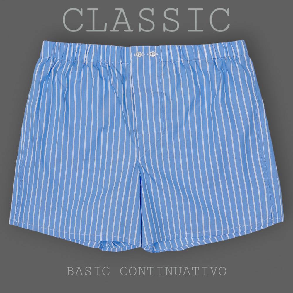 Roberto Ricetti BOXER UOMO CLASSIC - BASIC - CONTINUATIVO - RIGA FONDO AZZURRO