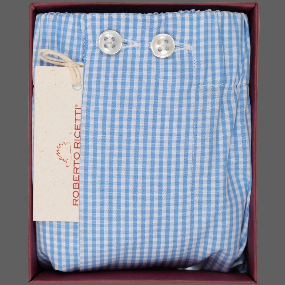 Roberto Ricetti BOXER UOMO CLASSIC - BASIC - CONTINUATIVO - VICHY AZZURRO