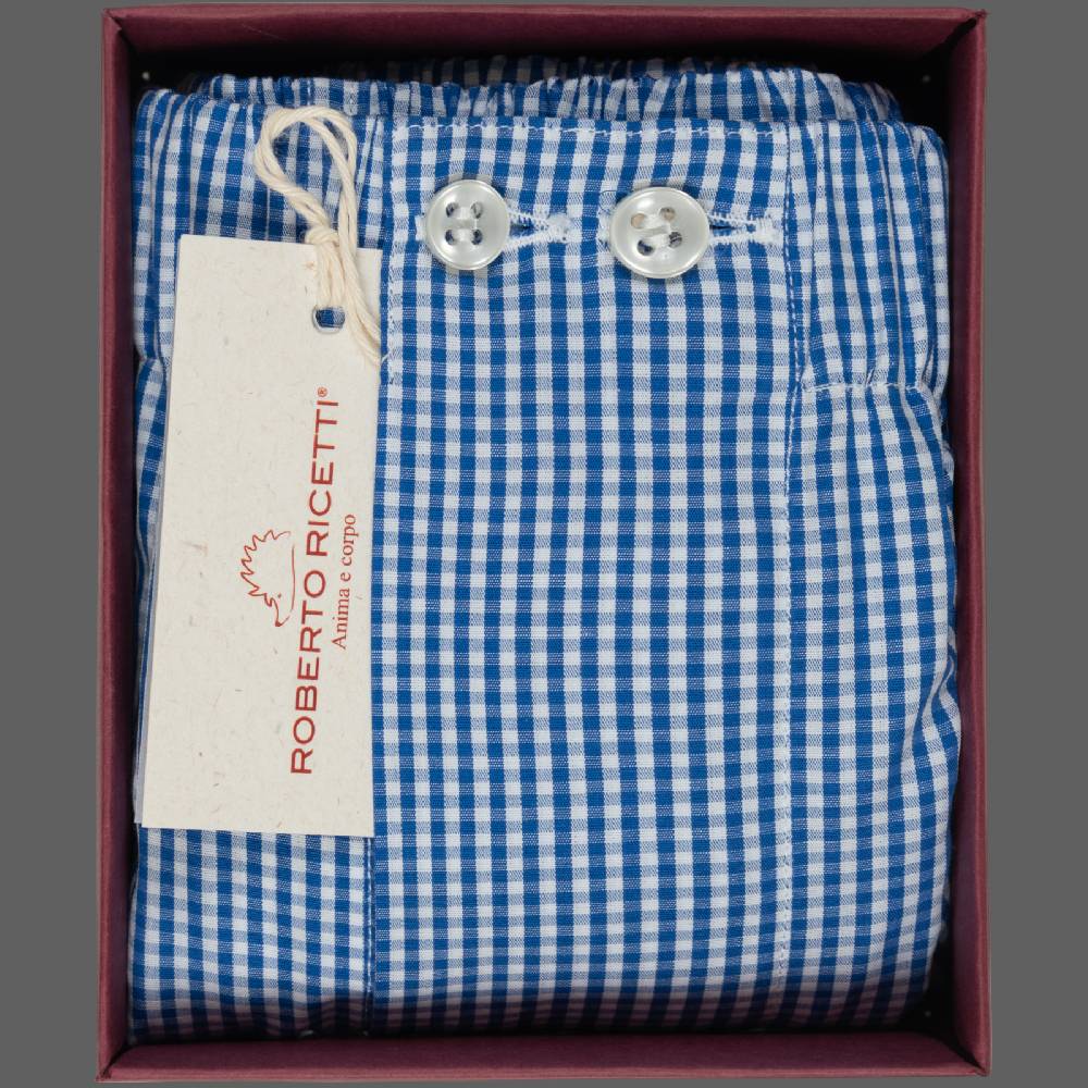 Roberto Ricetti BOXER UOMO CLASSIC - BASIC - CONTINUATIVO - VICHY BLU