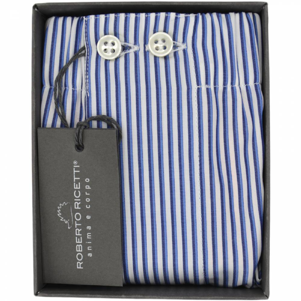 Roberto Ricetti BOXER UOMO CLASSIC - BIANCO RIGA BLU E NERA
