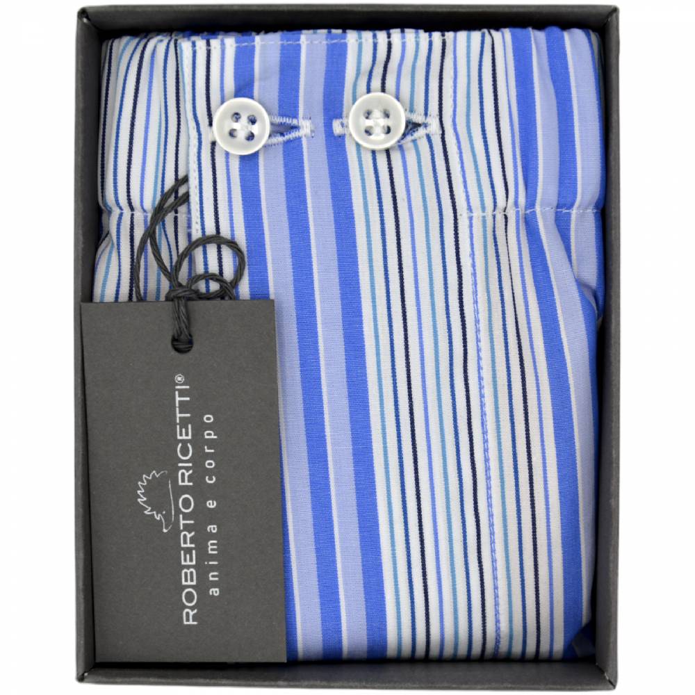 Roberto Ricetti BOXER UOMO CLASSIC - MULTIRIGA AZZURRA BIANCA BLU