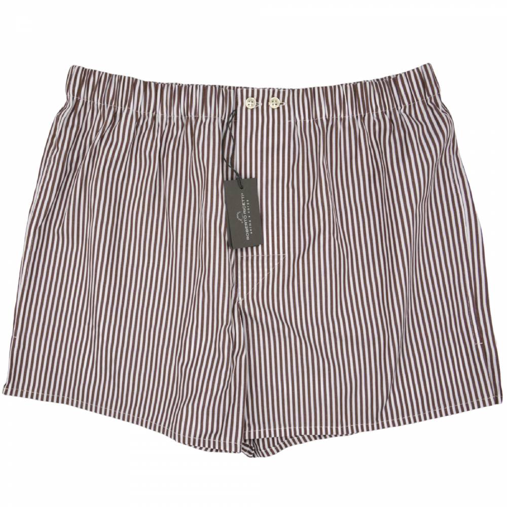 Roberto Ricetti BOXER UOMO CLASSIC - RIGA BIANCA E MARRONE