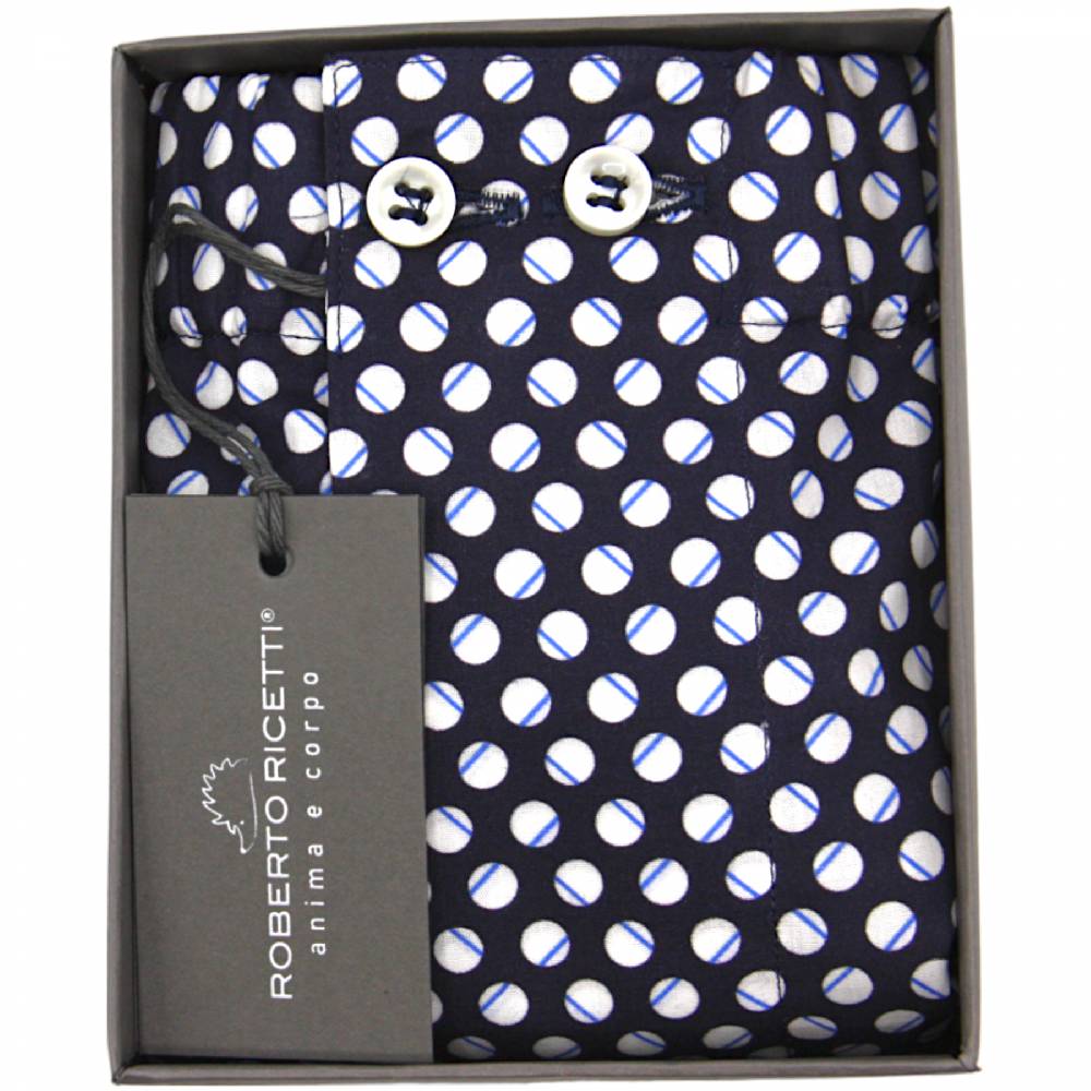 Roberto Ricetti BOXER UOMO CLASSIC - STAMPA BIANCA BLU