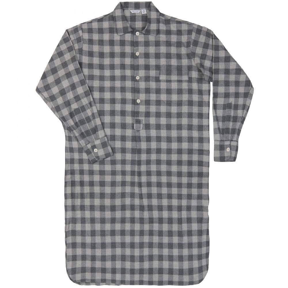 Roberto Ricetti CAMICIONE DA NOTTE - QUADRO GRIGIO COTONE CALDO