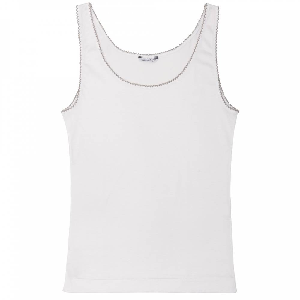 Roberto Ricetti CANOTTA MARTA - BIANCO CON CROCHET GRIGIO