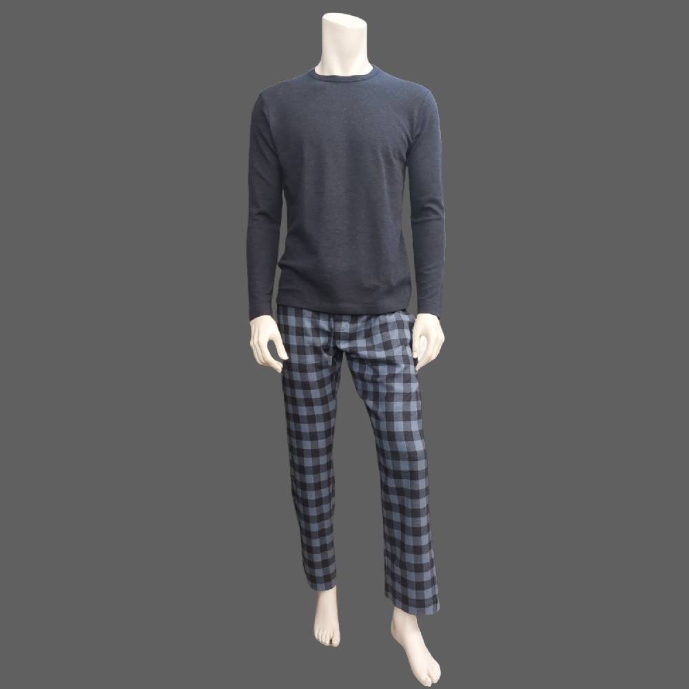 Roberto Ricetti FELPA GIROCOLLO BLU - PANTALONE CON TASCHE A QUADRI