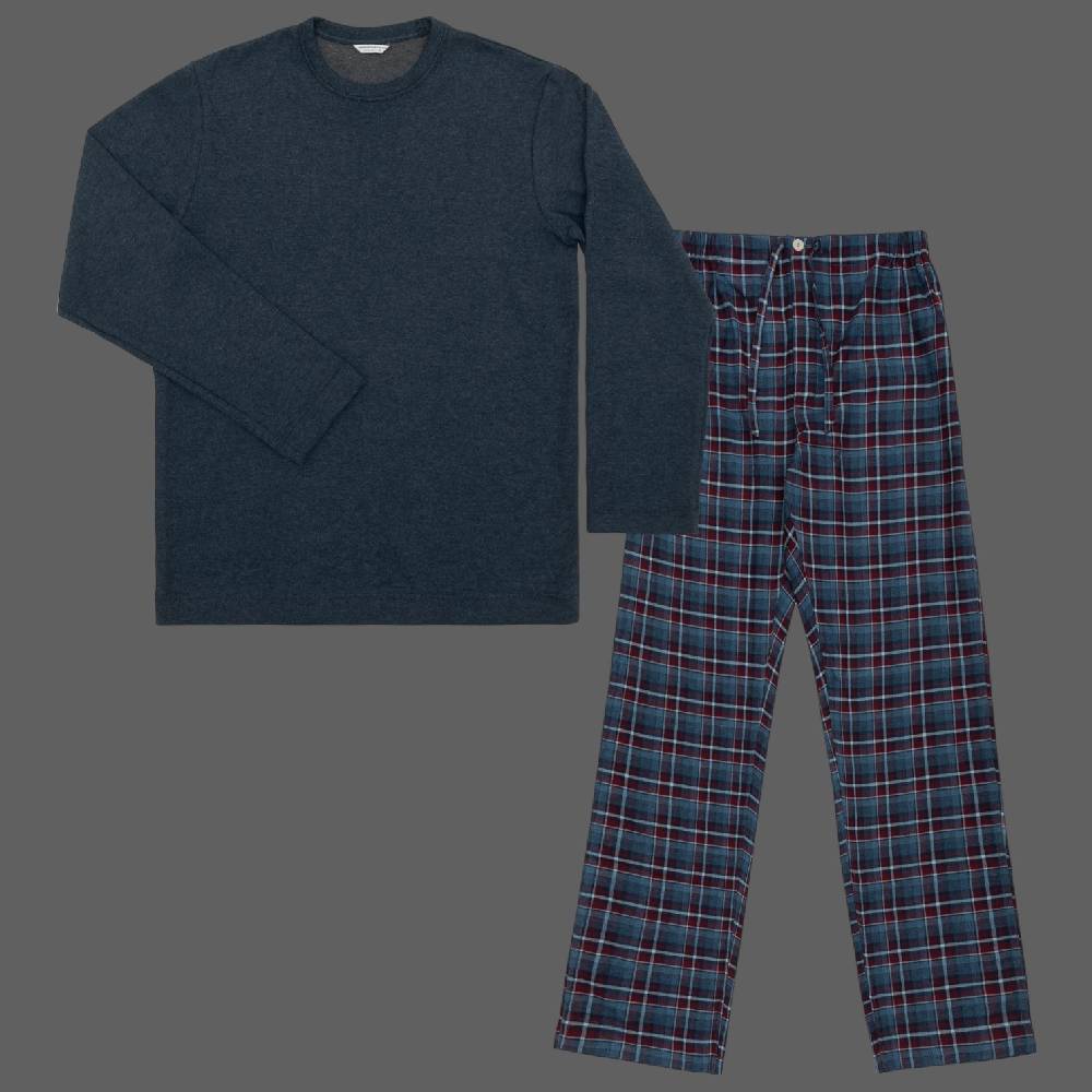 Roberto Ricetti FELPA GIROCOLLO BLU - PANTALONE SCOZZESE ROSSO/BLU