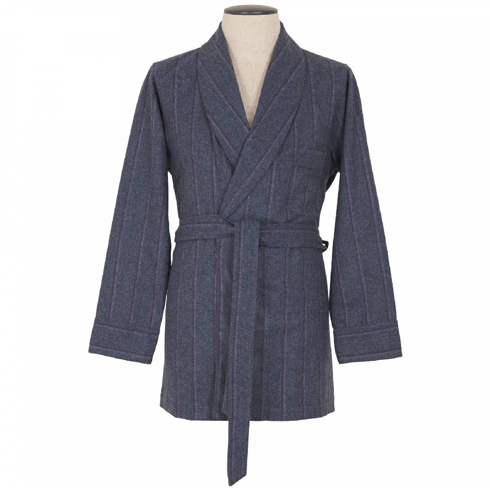 Roberto Ricetti GIACCA DA CAMERA - LANA E CASH BLU MELANGE RIGA BORDEAUX