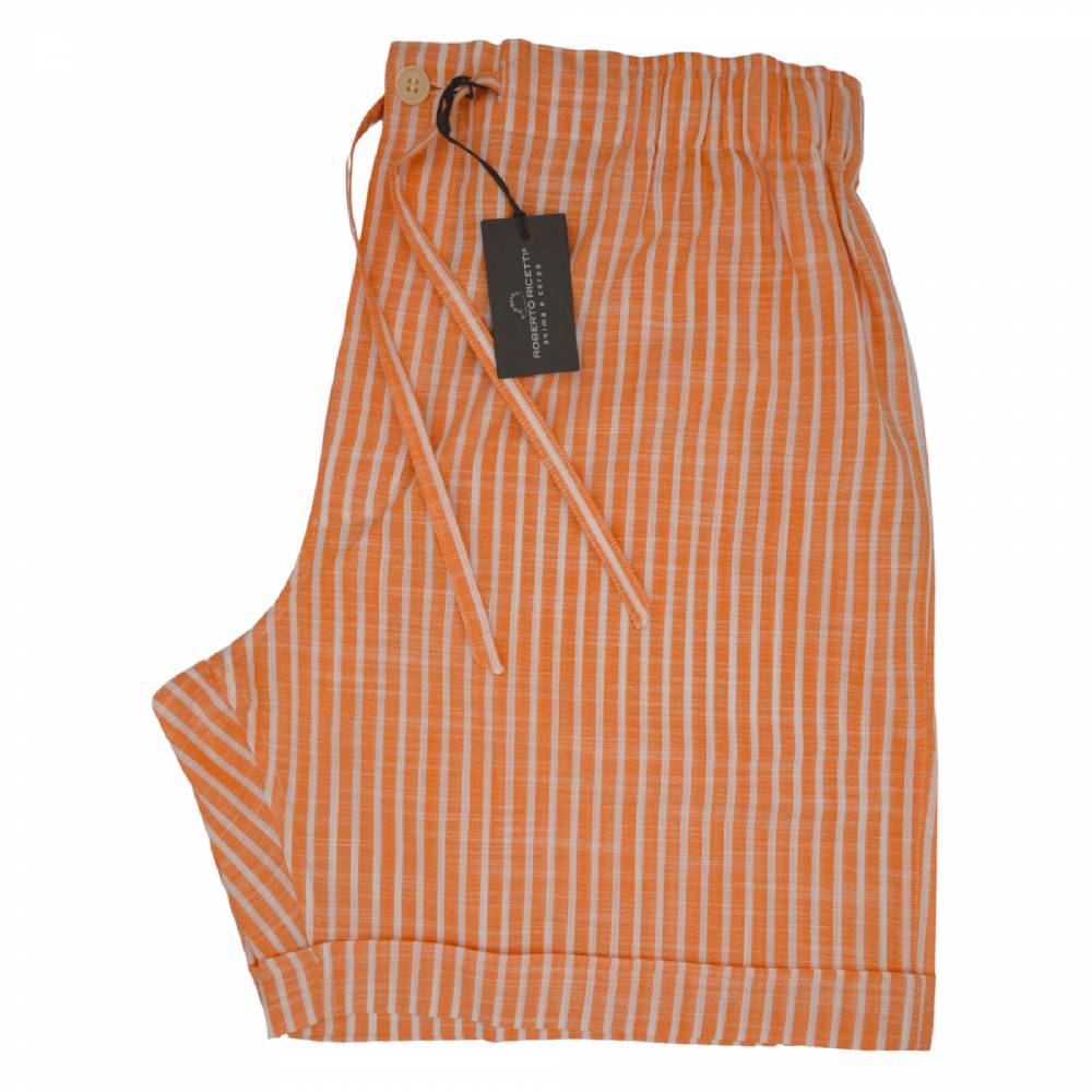 Roberto Ricetti PANTAPA' CORTO - RIGHE BIANCHE E ARANCIO
