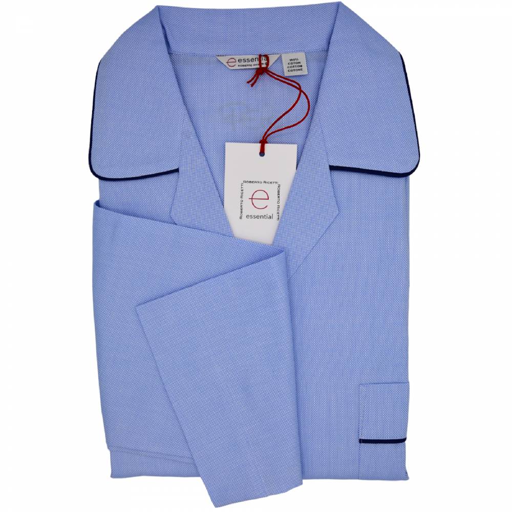 Roberto Ricetti PIGIAMA ESSENTIAL LUNGO - AZZURRO PROFILO BLU